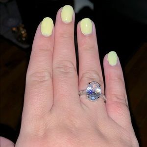 Silver elliptical cut ring